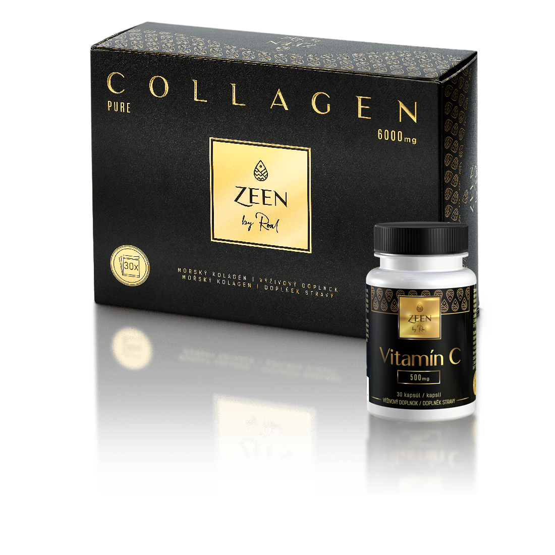 E-shop Zeen Collagen Pure, Prášok 6000 mg + darček 1x Vitamín C a Betaglukan